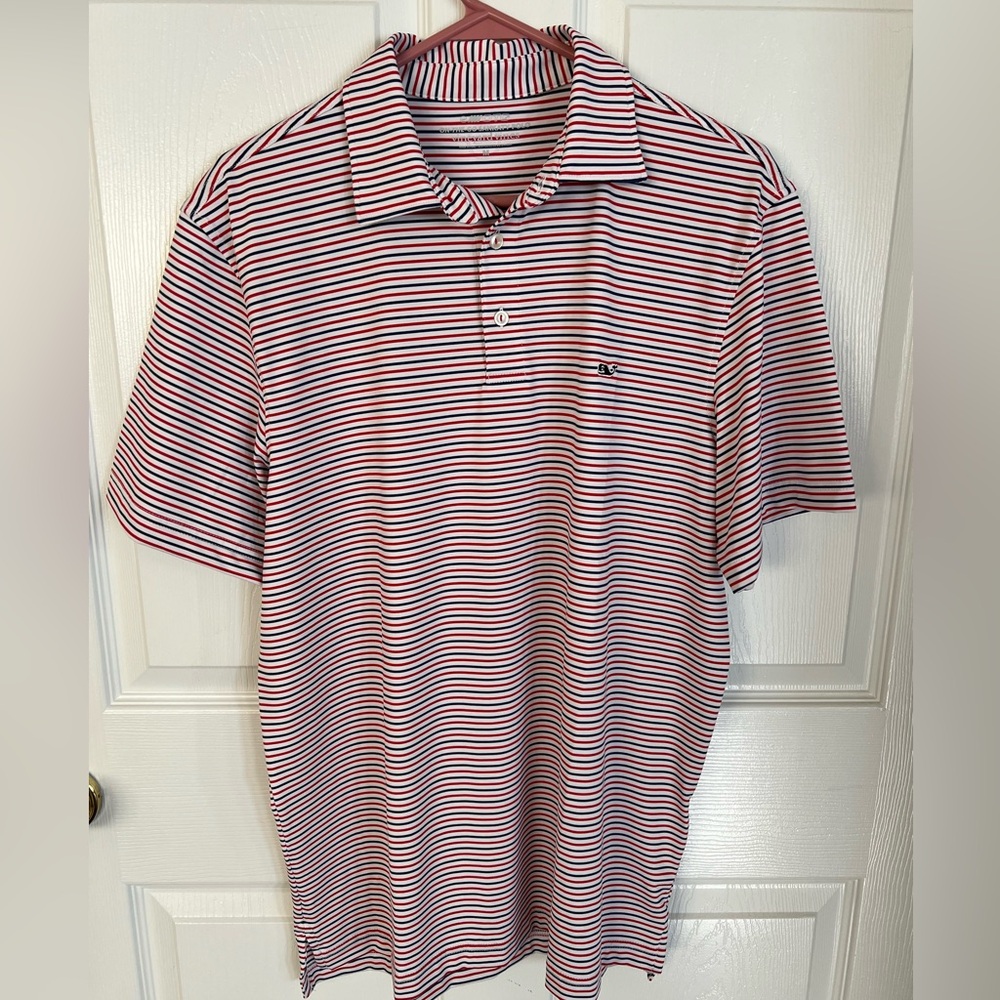 NWT Mens Vineyard Vines Striped Sankaty Polo, size M.